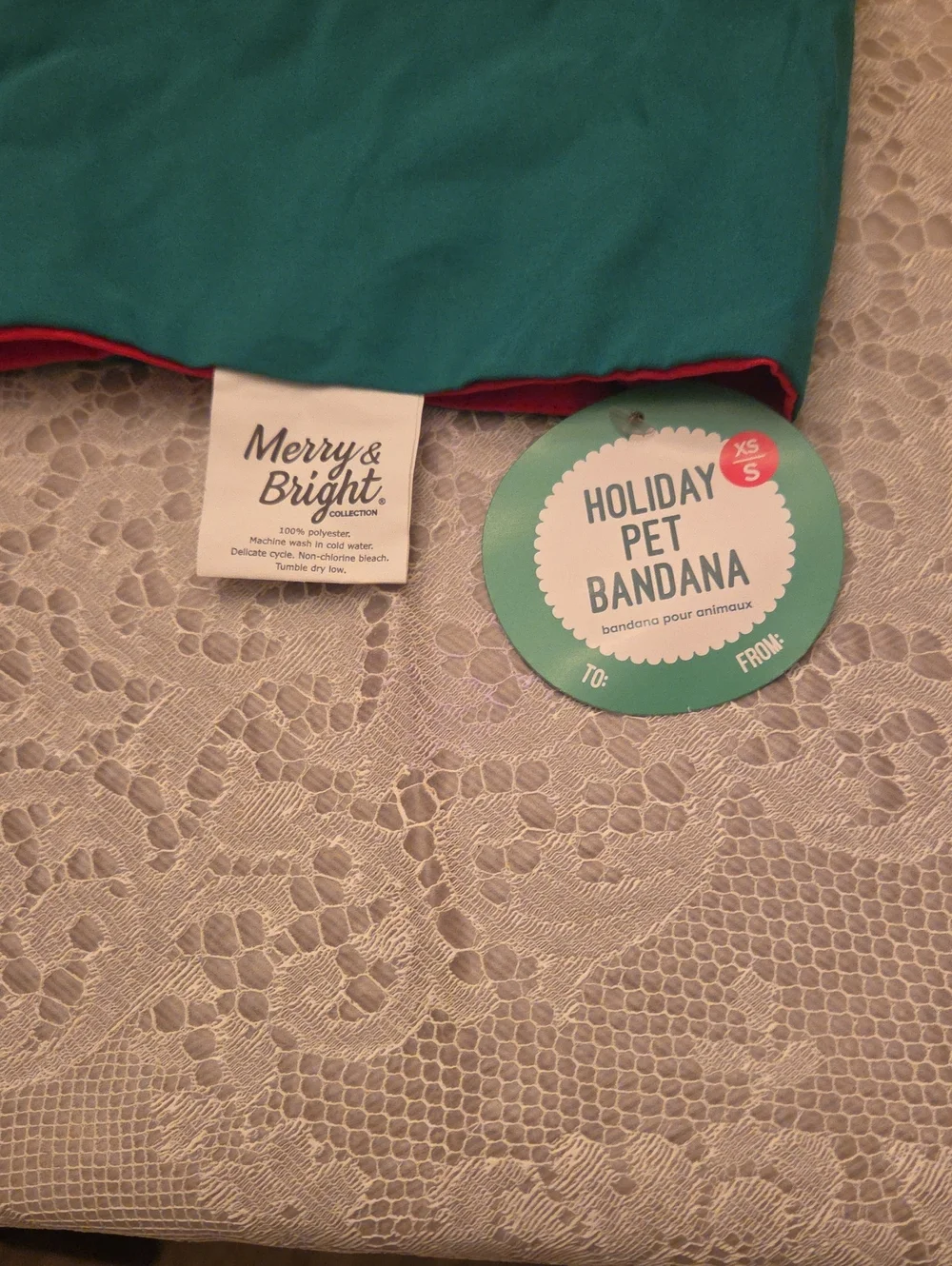 Pet Bandana - Teal with Gold 'NICE' Text